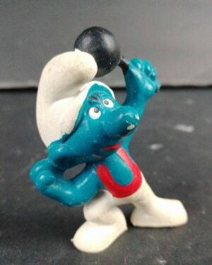 1972 Smurfs 20020 Barbell Smurf Hefty Weightlifting Vintage Figure Pvc Toy Figurine
