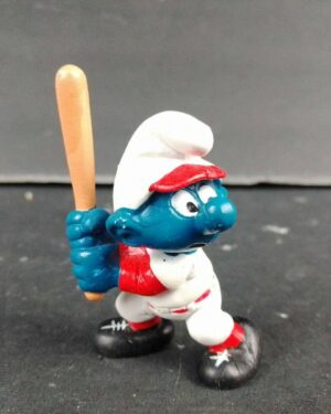 1980 Smurfs 20129 Baseball Player Smurf Batter Vintage Figure Toy Pvc Figurine